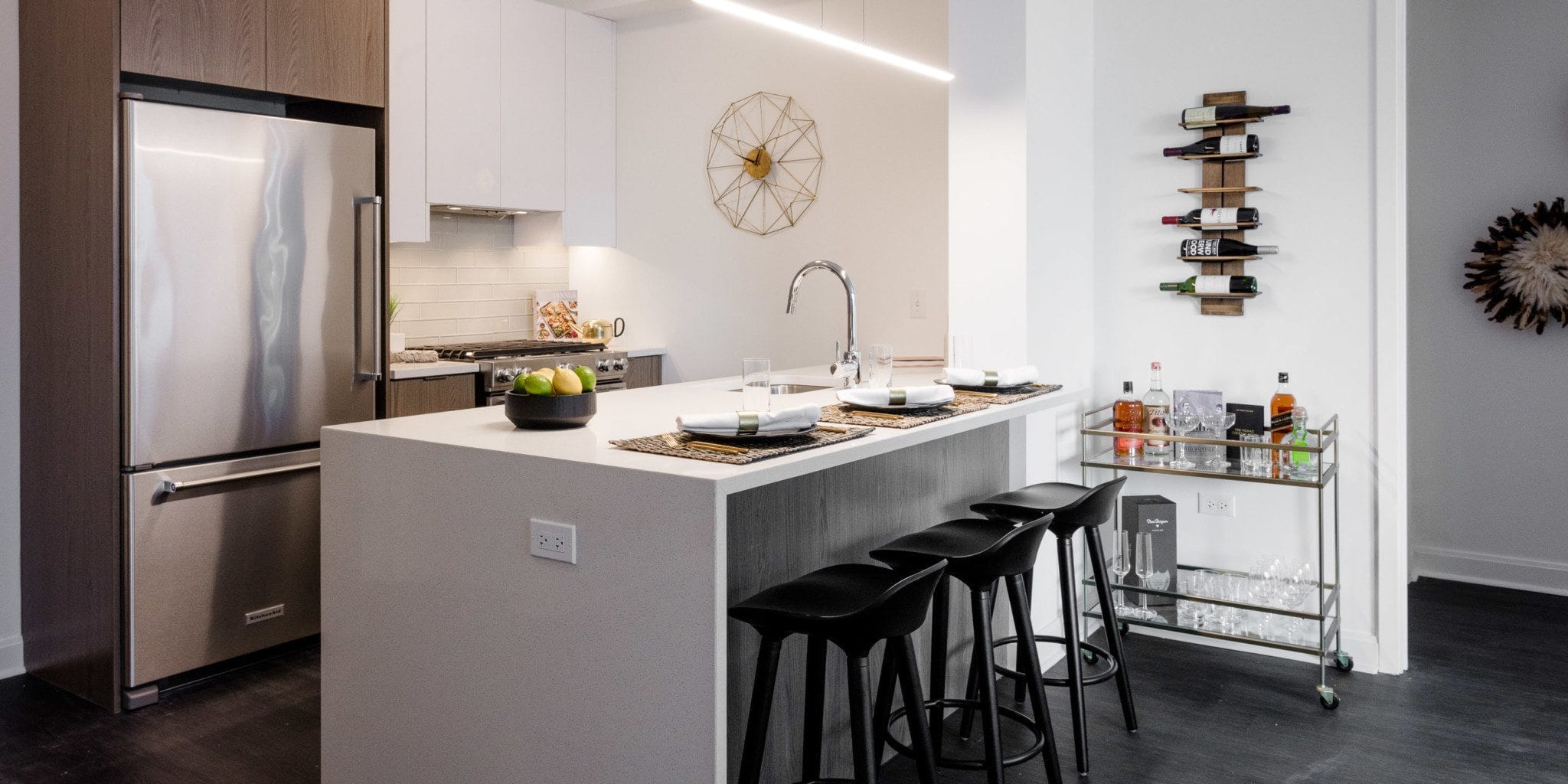 A luxury Lincoln Park apartment model at ELEVATE Lincoln Park.