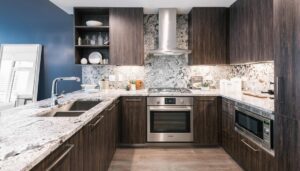 A stunning apartment kitchen in The Hudson's River North apartments